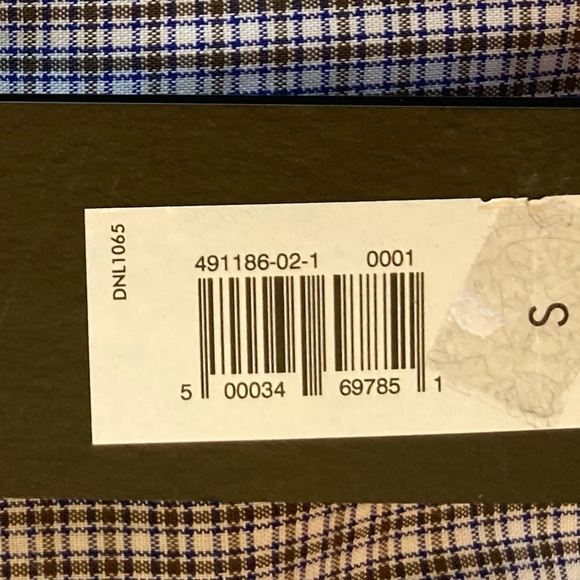 Banana Republic non-iron slim fit blue/gray checkered dress shirt small - Picture 7 of 7